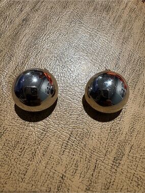 Vintage Monet Silver Dome Earrings – Bold 80s Clip On Statement